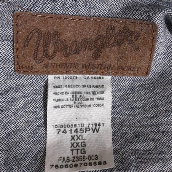 Vintage wrangler Blue Denim Jacket custom painted Y2K thick street wear XXL/TTG - Picture 7 of 8